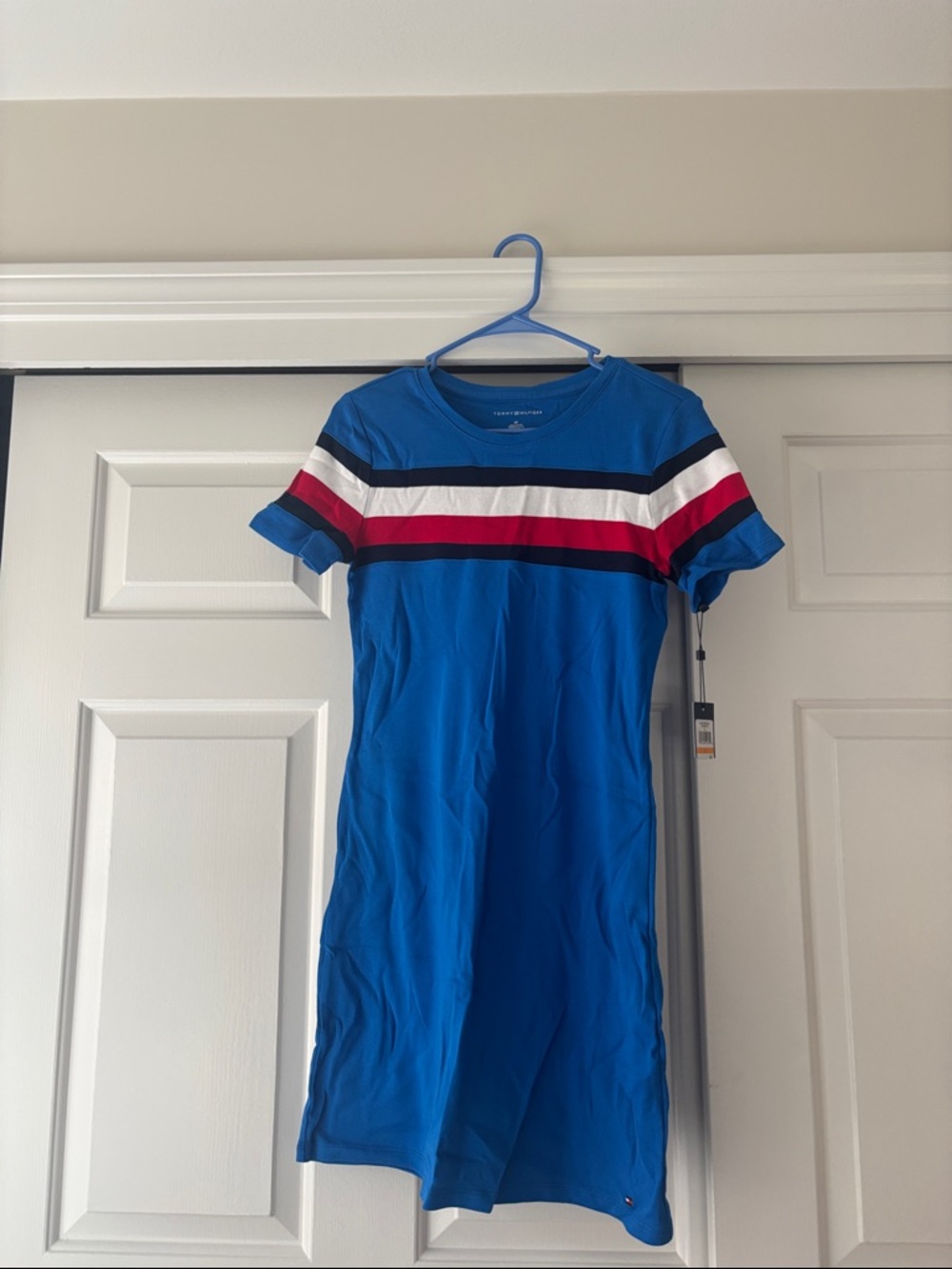 NEW with Tags Tommy Hilfiger Royal Blue Crewneck Stripe Knit Dress
